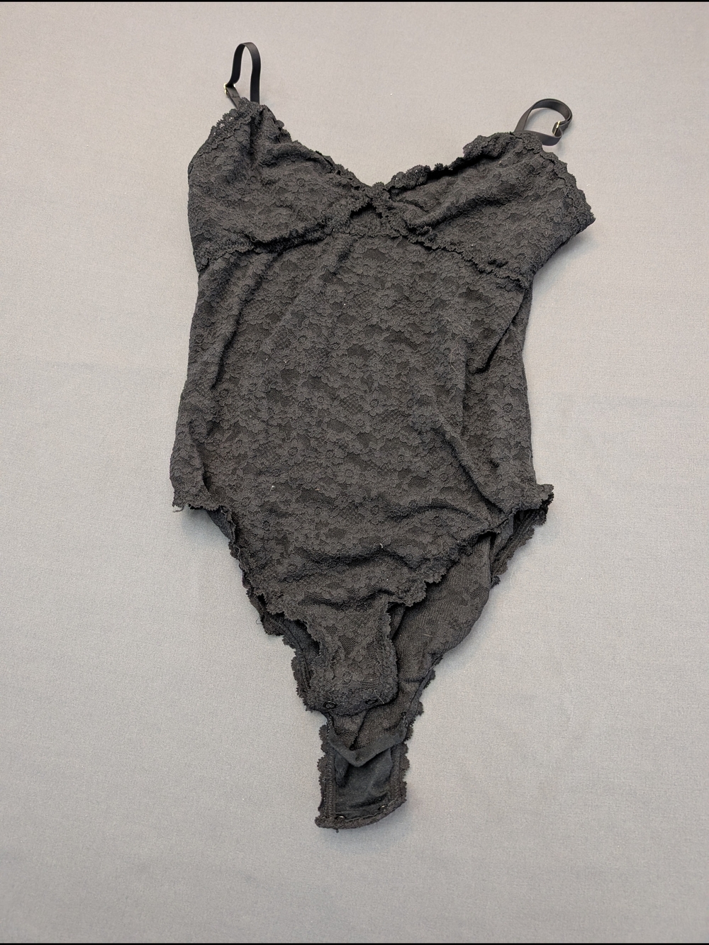 Aerie Real Good Black Floral Lace Bodysuit Size S